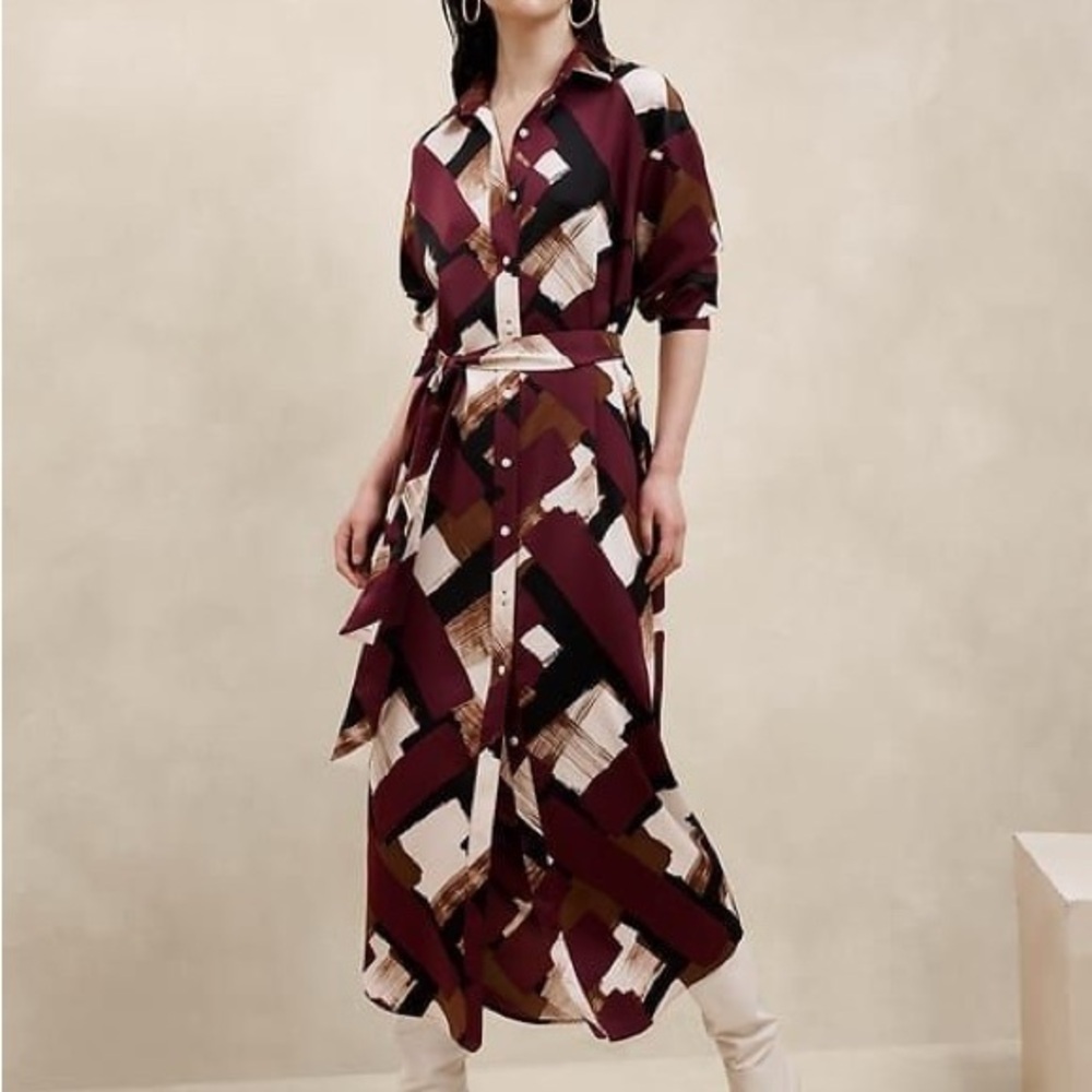 Geometric Patterned Long Sleeve Dress